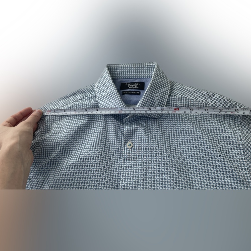 original penguin button down shirt blue circles pattern 15 32/33 small cotton - Picture 7 of 9